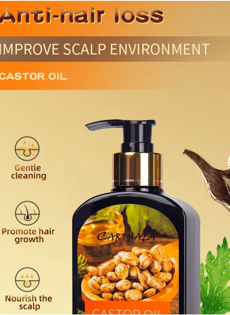 350ml Castor Oil Hair Growth Shampoo for Dry and Damaged Hair Growth and Increase Thickness Anti Hair Loss Shampoo Strengthens Hydrates Prevent Breakage of Hair Castor Oil Shampoo