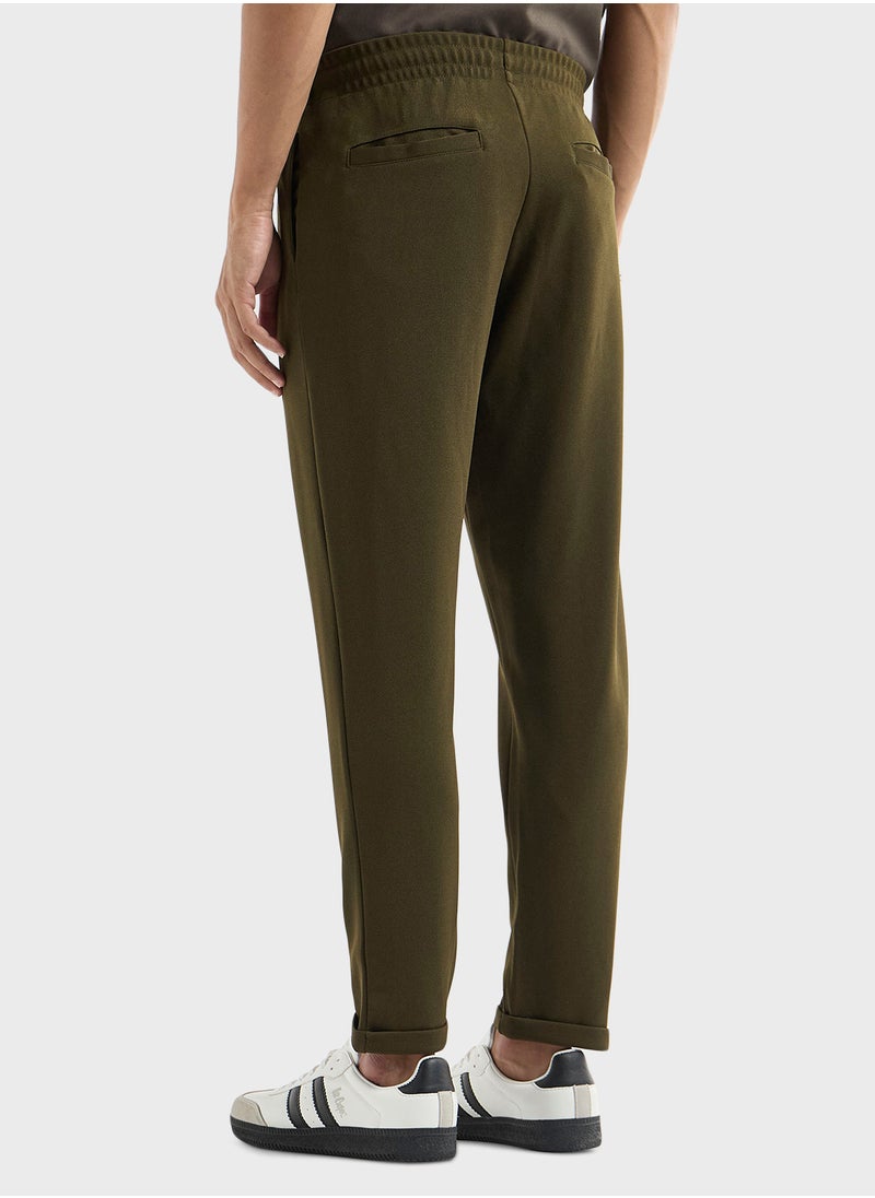 Textured Regular Fit Pants with Flexi Waist and Po