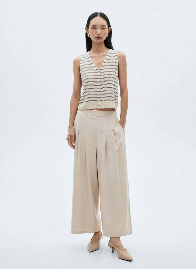 Wideleg Pleated Trousers