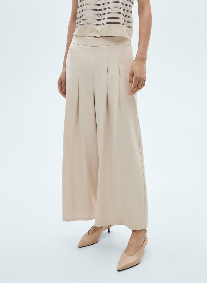 Wideleg Pleated Trousers