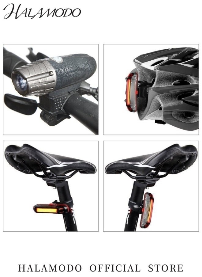 Bike Light Set of 1pc Bicycle Headlight & 1pc Rear Taillight USB Rechargeable Bike Light Powerful Lumens Water Resistant Ultra-Bright Bike Lights Road Commuter LED Front Light for Enhanced Safety & Visibility