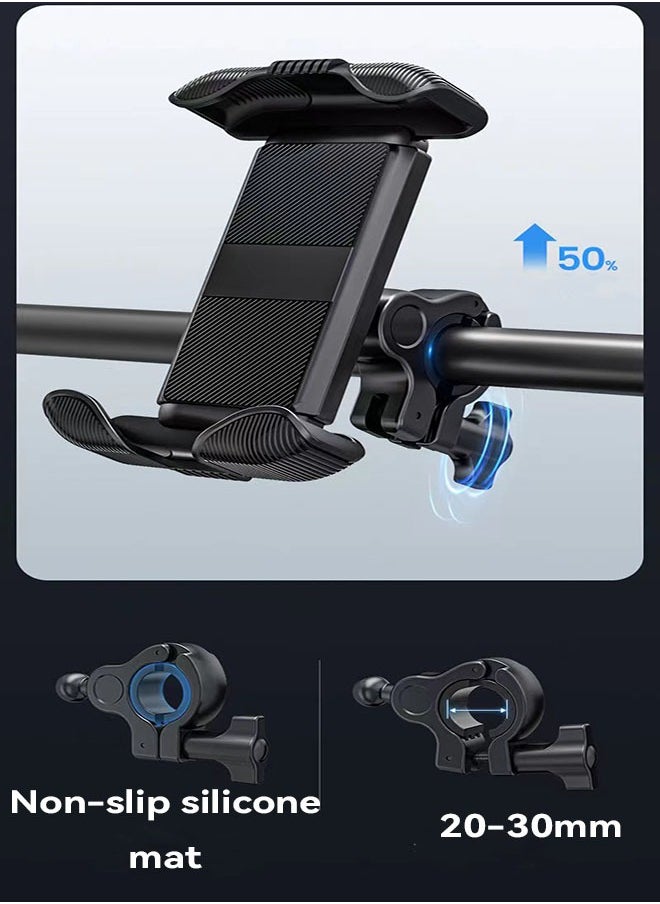 Bike Phone Holder, Motorcycle Phone Mount - Motorcycle Handlebar Cell Phone Clamp, Scooter Phone Clip for iPhone 15 Pro Max Plus, 14 Pro Max, S23 S24 Ultra, 4.7-6.8