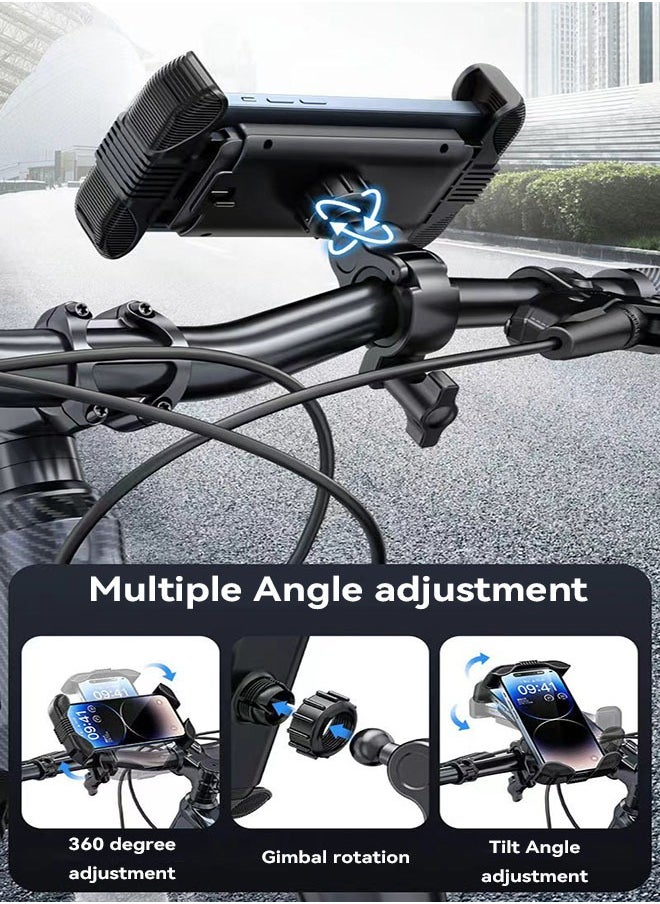 Bike Phone Holder, Motorcycle Phone Mount - Motorcycle Handlebar Cell Phone Clamp, Scooter Phone Clip for iPhone 15 Pro Max Plus, 14 Pro Max, S23 S24 Ultra, 4.7-6.8