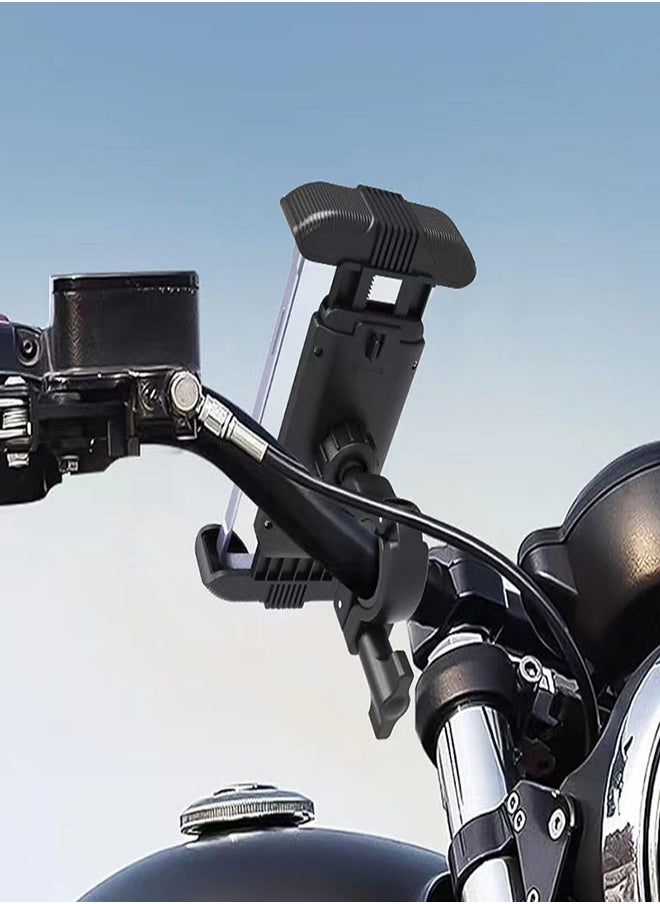 Bike Phone Holder, Motorcycle Phone Mount - Motorcycle Handlebar Cell Phone Clamp, Scooter Phone Clip for iPhone 15 Pro Max Plus, 14 Pro Max, S23 S24 Ultra, 4.7-6.8