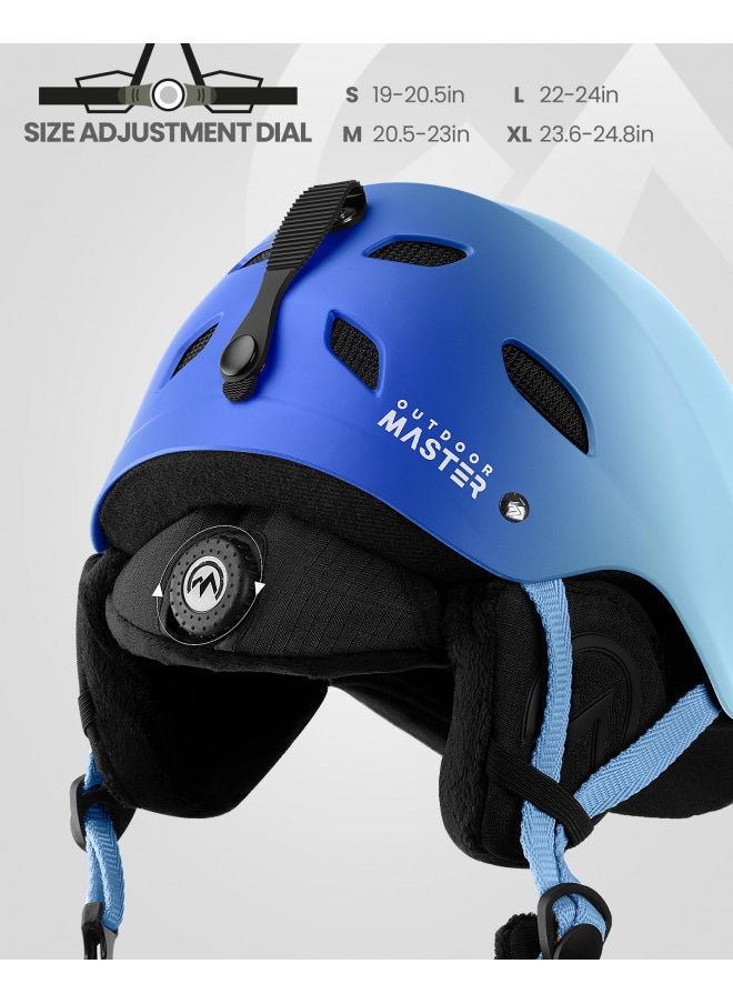 OutdoorMaster Kelvin Ski Helmet - Snowboard Helmet for Men, Women & Youth (Gradient Blue,M)