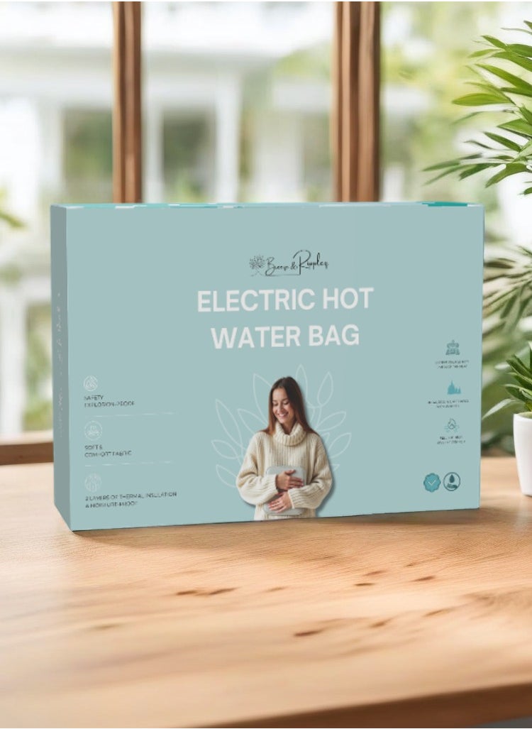 Breeze & Ripplez™ Dual comfort electric rechargeable heating water bag soft fleece cover for pain relief advanced leak proof technology fast heating large size