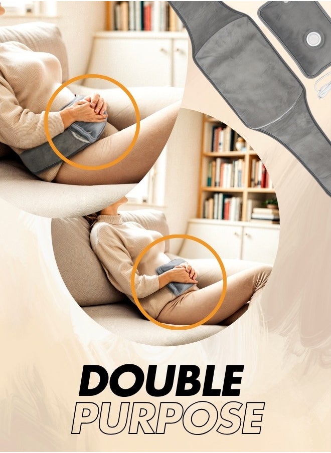 Breeze & Ripplez™ Set of 1pc electric rechargeable heating water bag soft fleece cover for pain relief advanced leak proof technology fast heating with 1 pc belt for pain relief