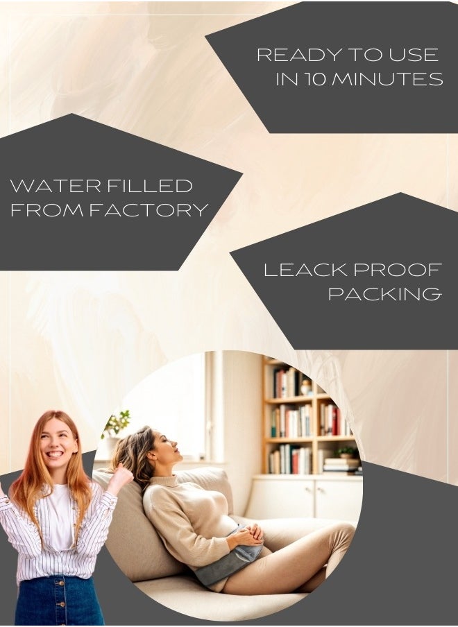 Breeze & Ripplez™ Set of 1pc electric rechargeable heating water bag soft fleece cover for pain relief advanced leak proof technology fast heating with 1 pc belt for pain relief