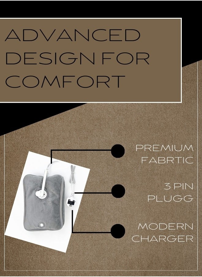 Breeze & Ripplez™ Dual comfort electric rechargeable heating water bag soft fleece cover for pain relief advanced leak proof technology fast heating large size