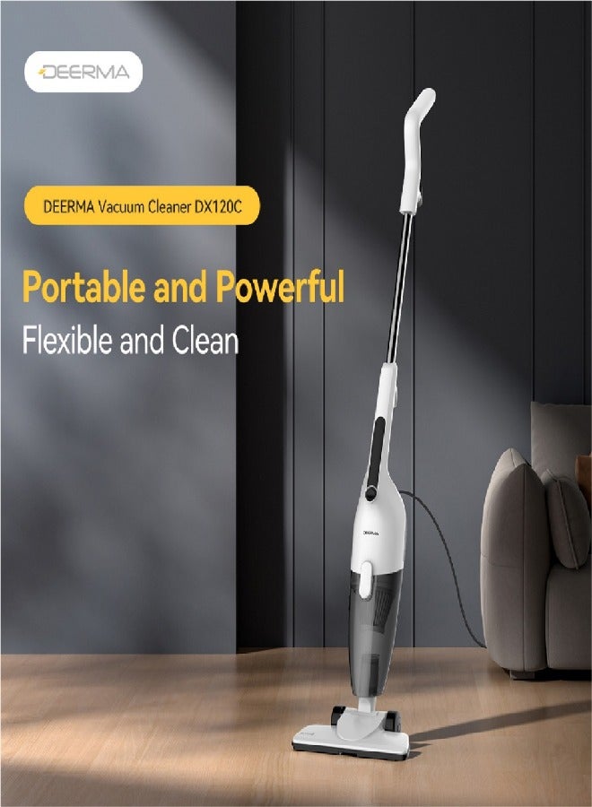 Handheld Portable Vacuum Cleaner 2 in 1 Push Vacuum With 3 Brushes 16000Pa Low Noise DX120C- 600 W DX120C White