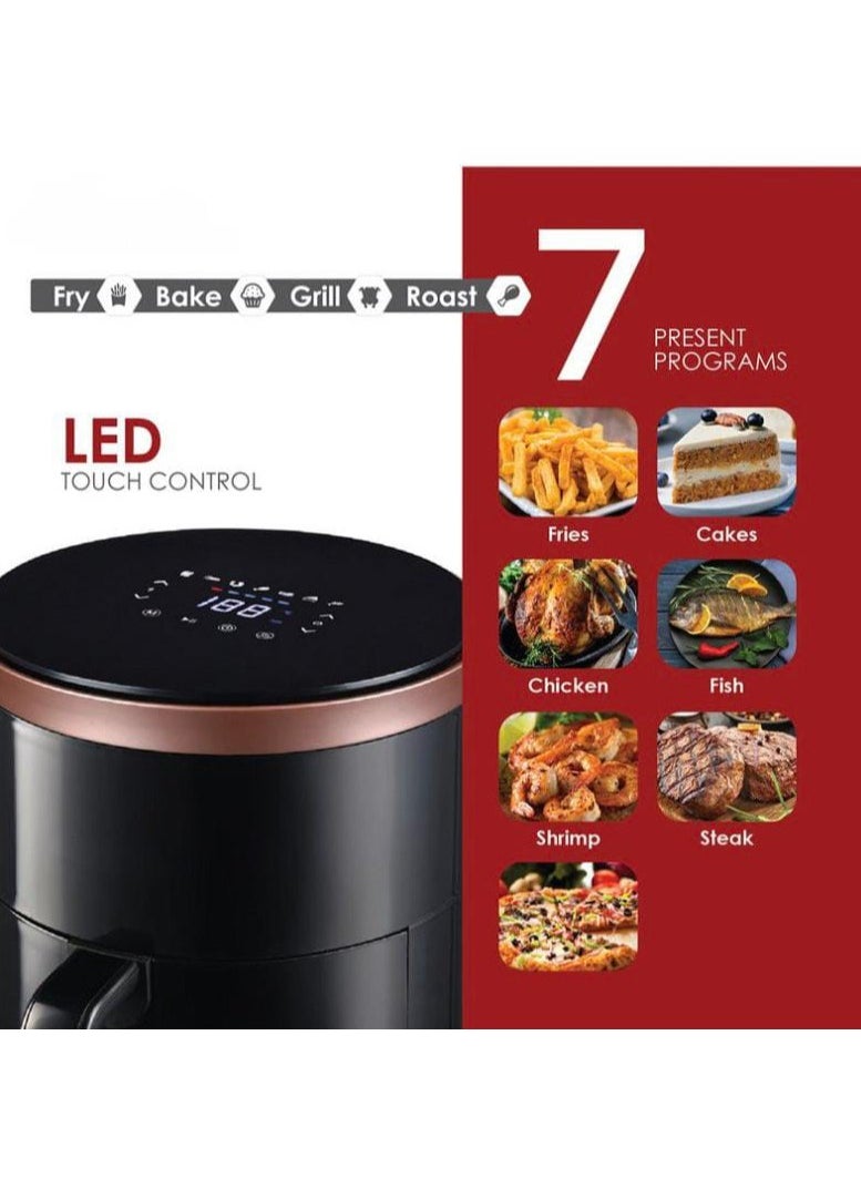 Air Fryer 4L with Adjustable Timer & Temperature Control, Auto Shut-Off, LED Touch Screen, 7 Preset Programs for Frying, Baking, Grilling, and Roasting 1200W