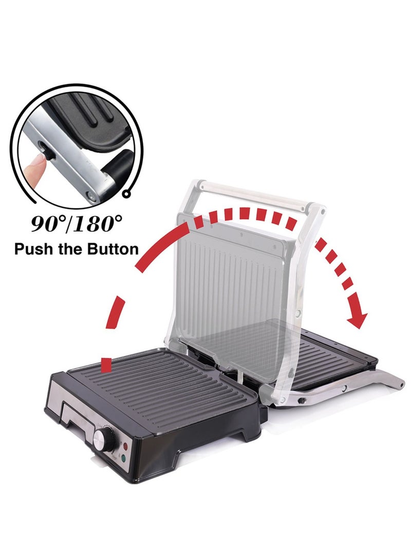 2 Slice Non-Stick Grill-Sandwich & Panini Maker, 750 Watts With Oil Tray, Stainless Steel, 2 Year Warranty 750 W AF-7520PMSS Silver