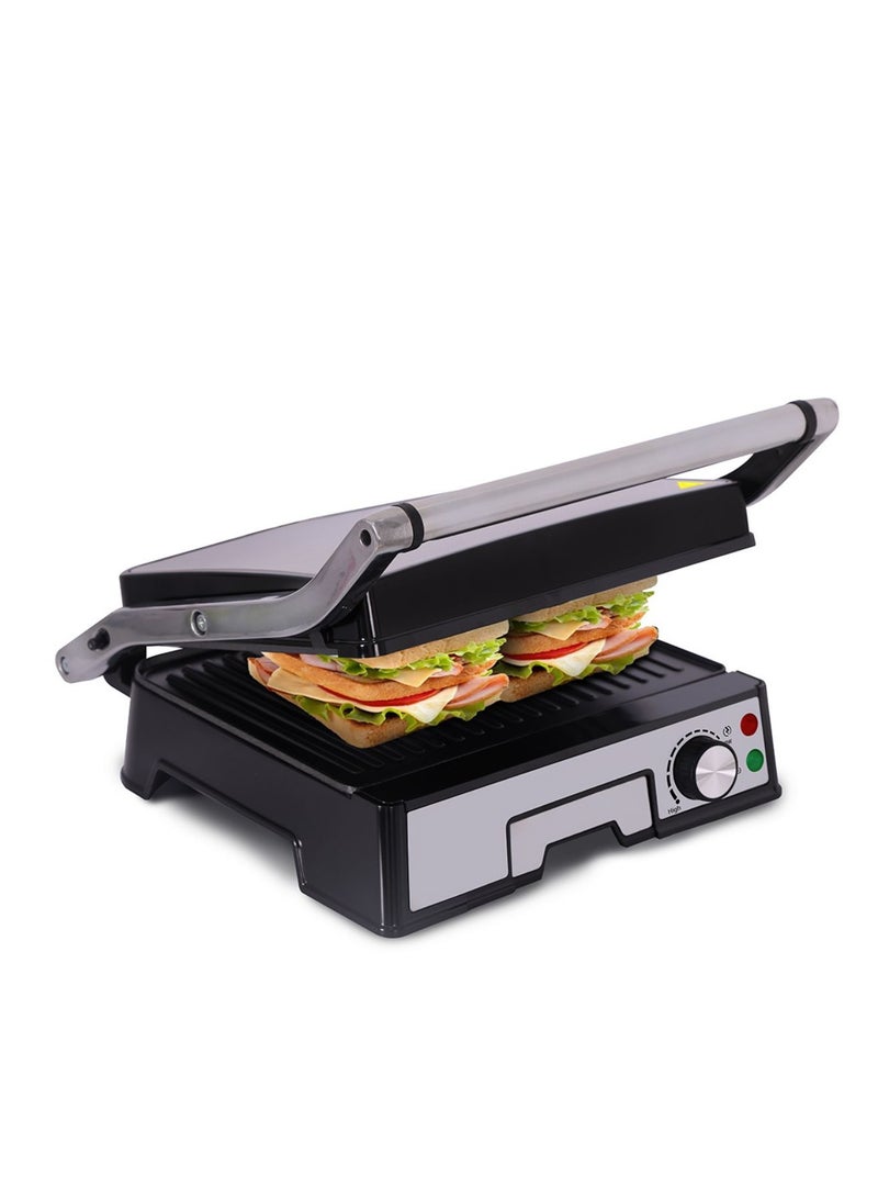 2 Slice Non-Stick Grill-Sandwich & Panini Maker, 750 Watts With Oil Tray, Stainless Steel, 2 Year Warranty 750 W AF-7520PMSS Silver