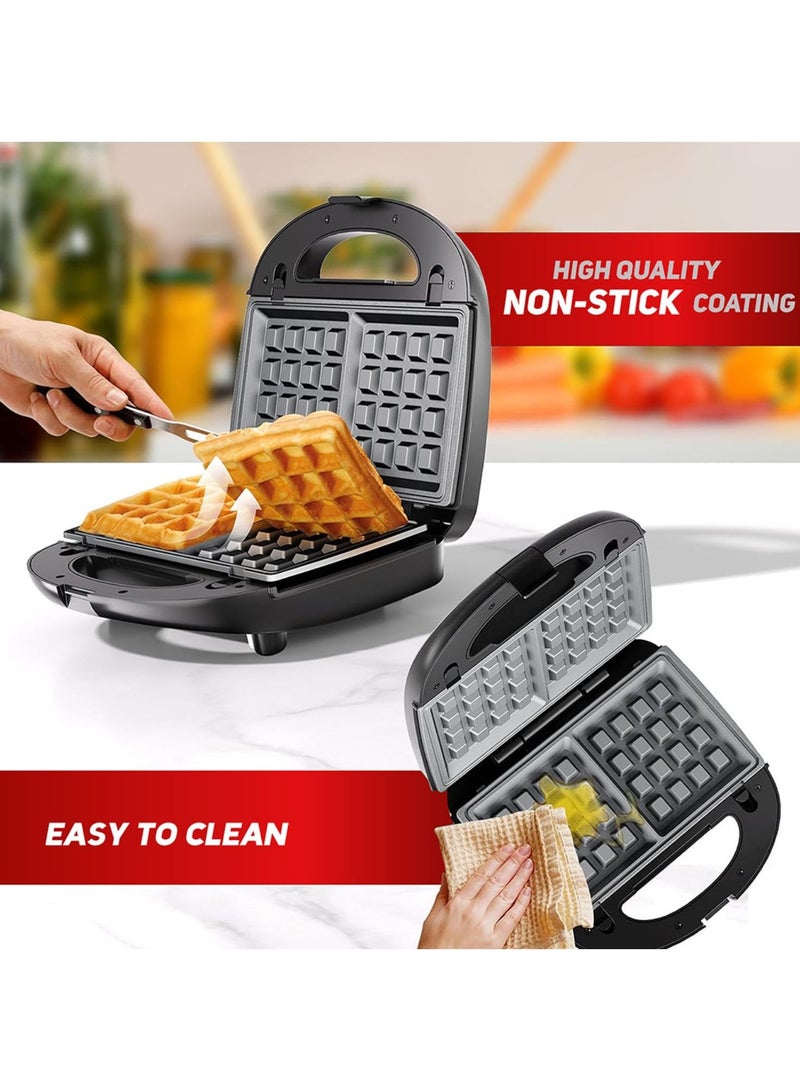 3 In 1, 2 Slice Non-Stick Sandwich Maker, 750 Watts With Detachable Plates, Sandwich/Grill & Waffel Plates, 2 Year Warranty 750 W AF-8023SMSS Silver