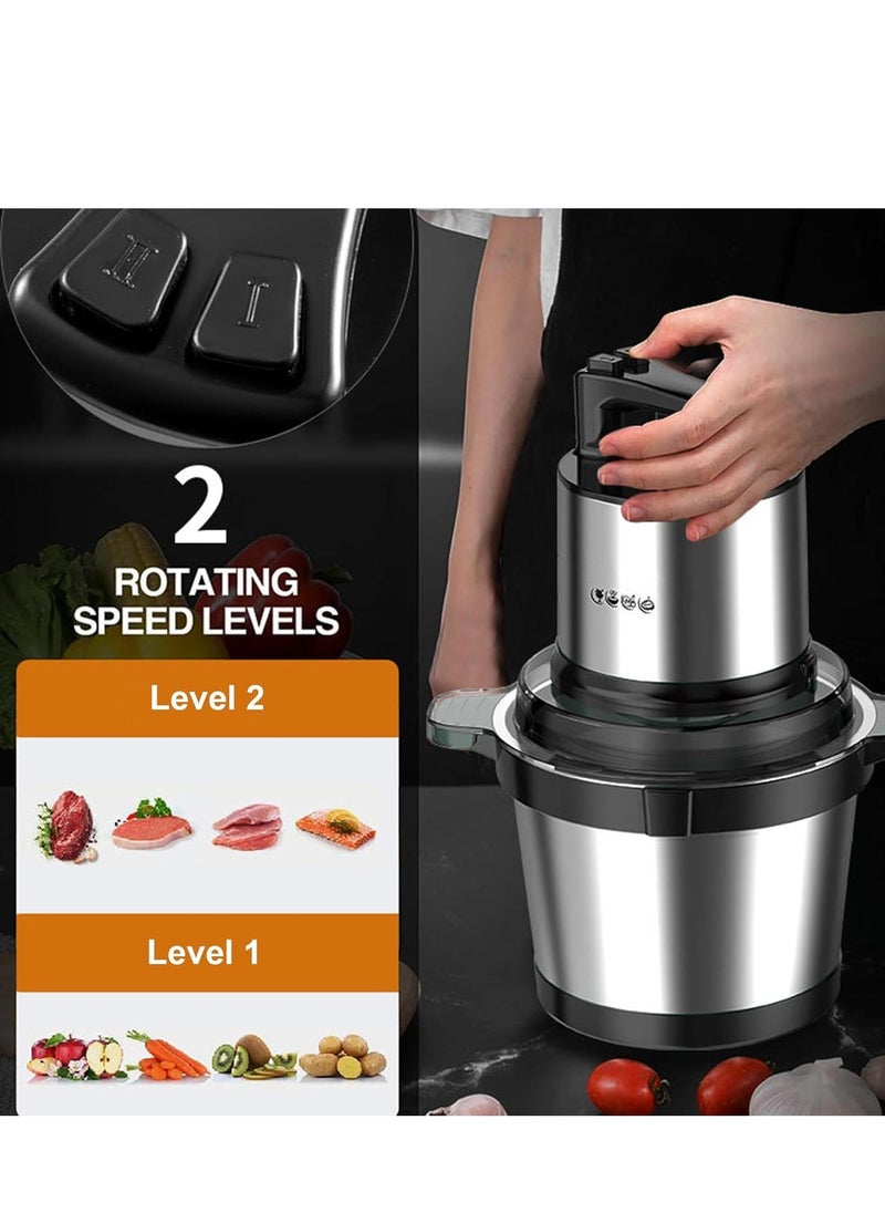 Mini Food Chopper, Mini Kitchen Food Blender Chopper, Commercial Meat Blender, Electric Meat Grinder With 4 L Capacity Stainless Steel Bowl For Meat Onion Vegetable Nut