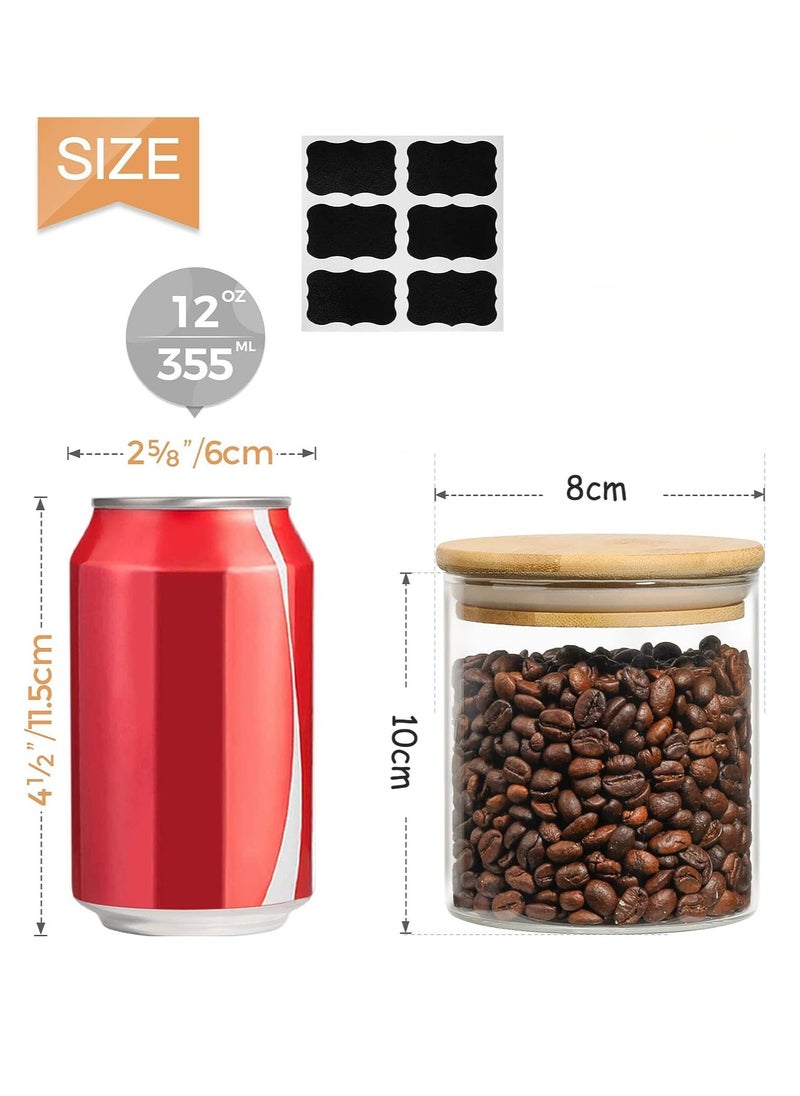 Glass Jars Set 500ml, Food Cereal Storage Spice Containers for Home Kitchen, Food Storage Jars With Labels, Marker and Spoons, Square 8 * 10cm 8 Pieces With Wood Lid.