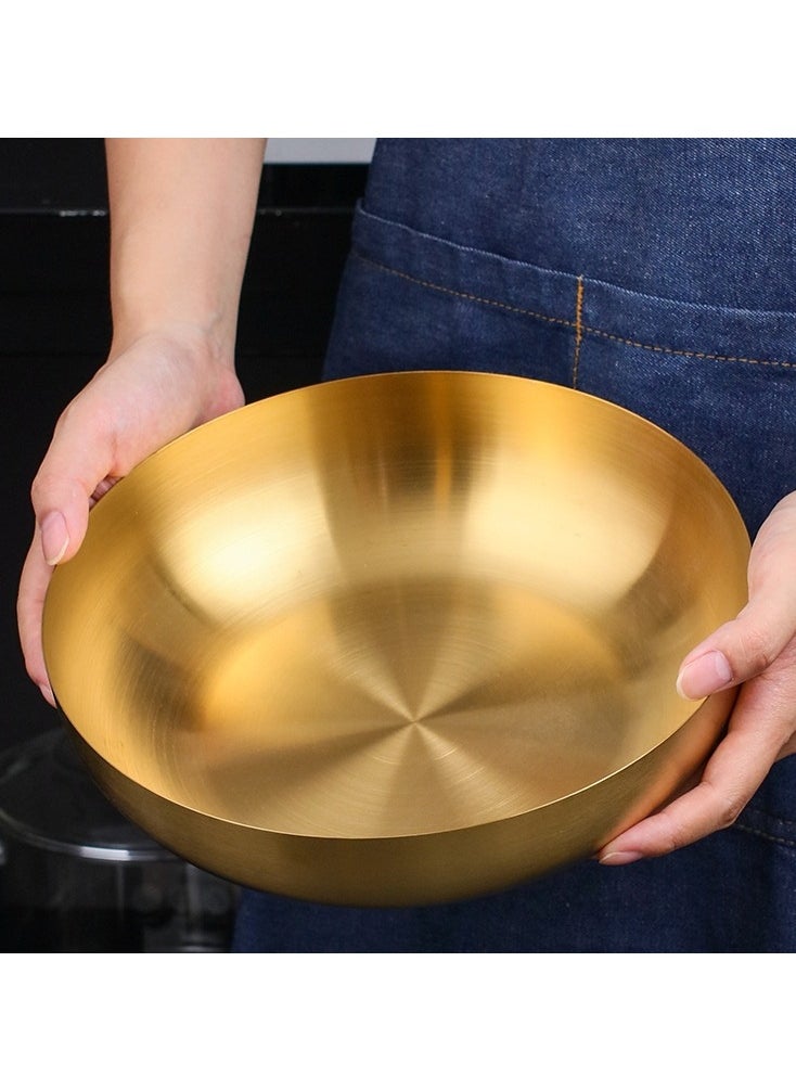 Mixing Bowl, Salad Bowl Thickened Multi Functional Easy Cleaning Golden for Noodle for Restaurant for Kitchen 24CM