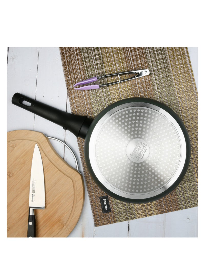 Deep Frying Pan Brilliant Series 28cm with Detachable Handle with Silicone Glass Lid and Silicone Spatula