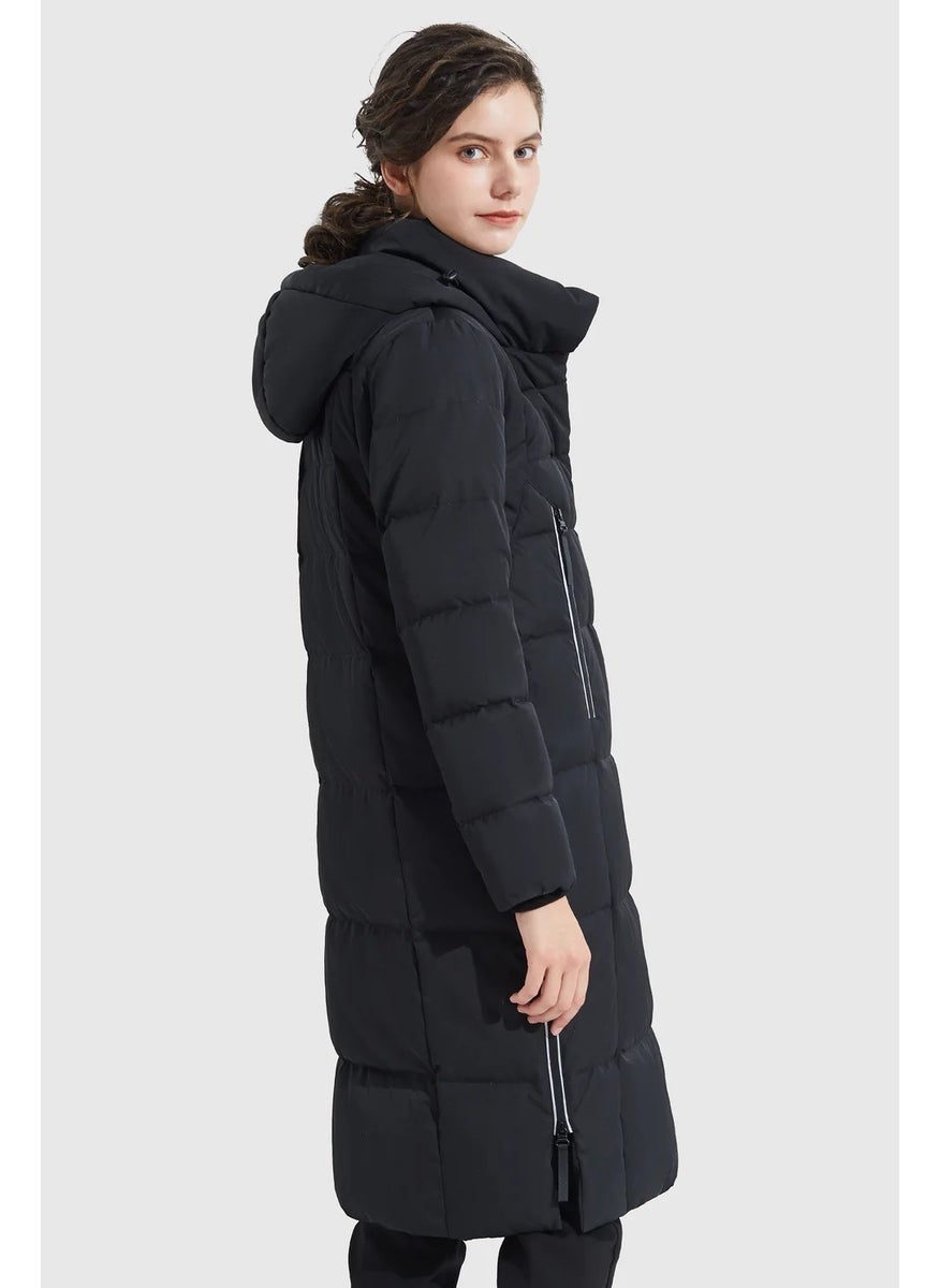 Women's Long Winter Fiber Lined Side Zipper Detailed Puffer Coat