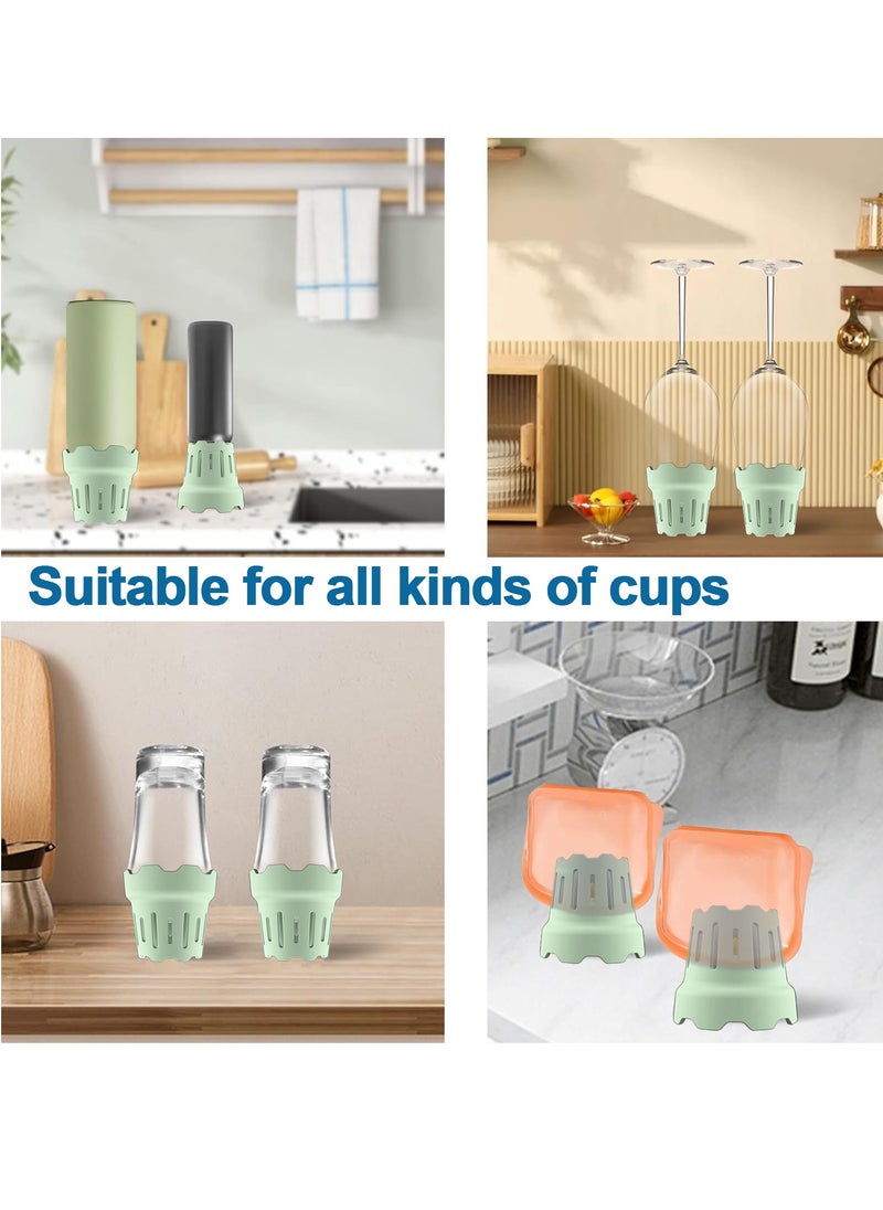 Silicone water cup drying rack, Suitable for Stanley Cup，glass cup, tea cup, wine cup, high legged cup, desktop drainage and drying rack (2, Green)