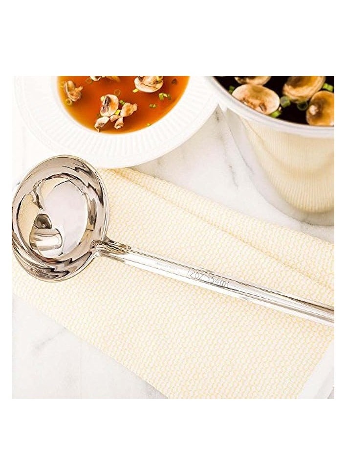 Stainless Steel Serving Ladle, Serving Spoon - Hook Handle - Heavy Duty, Commercial Grade - 12 oz - 1ct Box