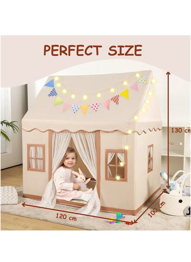 Children Play Tent House Indoor And Outdoor Game Tents, Large Children'S Tent House Boys And Girls Toys, With Decorative Lights And Banners (Random Styles), Suitable For Over 3 Years Old