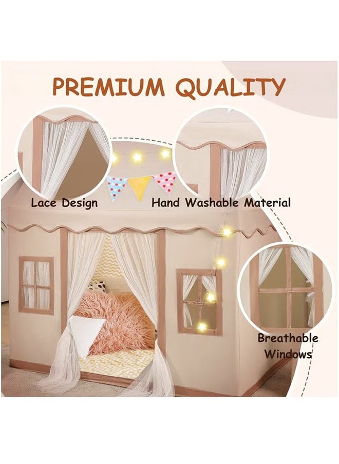 Children Play Tent House Indoor And Outdoor Game Tents, Large Children'S Tent House Boys And Girls Toys, With Decorative Lights And Banners (Random Styles), Suitable For Over 3 Years Old