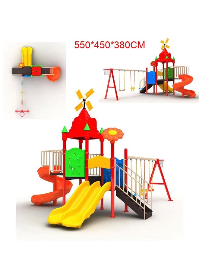 Outdoor Playground Equipment Kids Plastic Swing And Slide Set