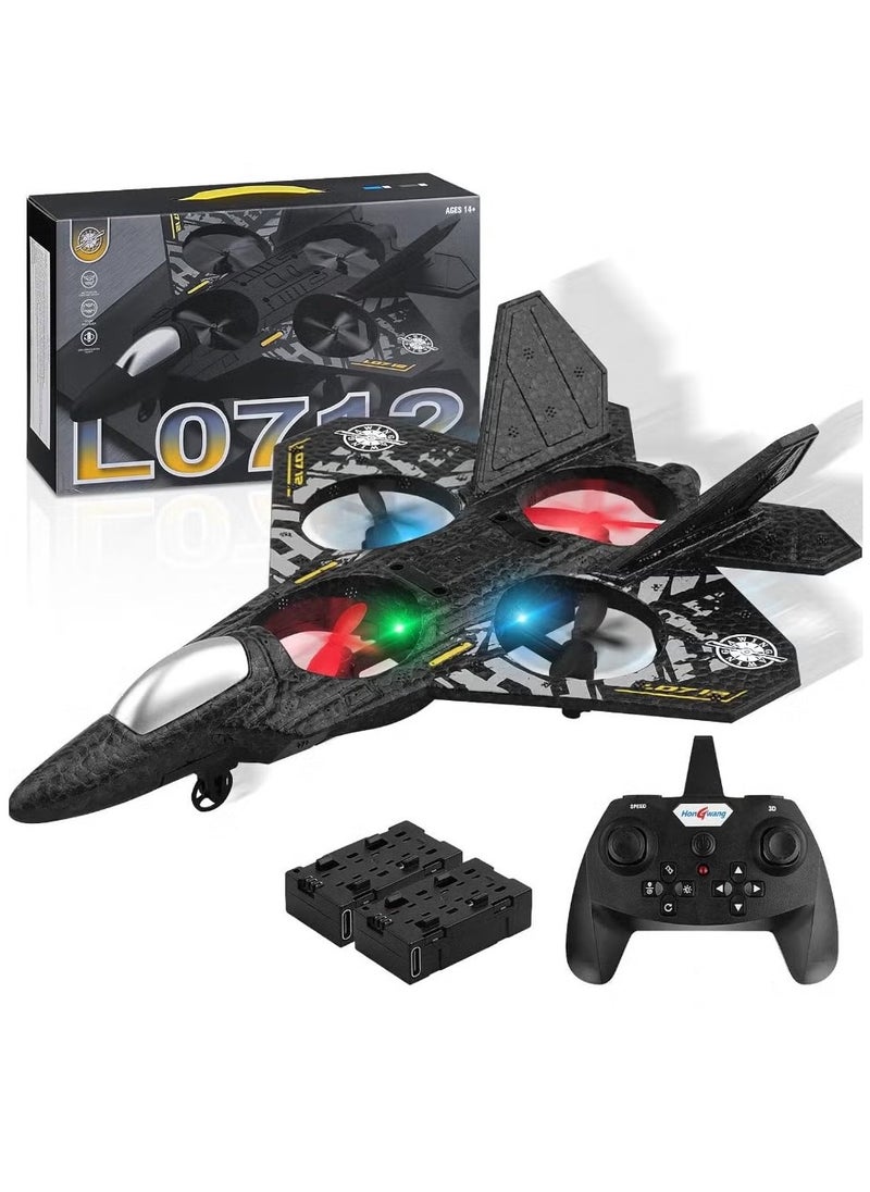 RC Plane 2.4GHz Remote Controlled Aeroplane L0712 Quadcopter, Floating Fighter Aircraft, RTF for Beginners, Children & Adults, Coloured Lights, USB Charging – Fun & Easy-to-Fly Toy