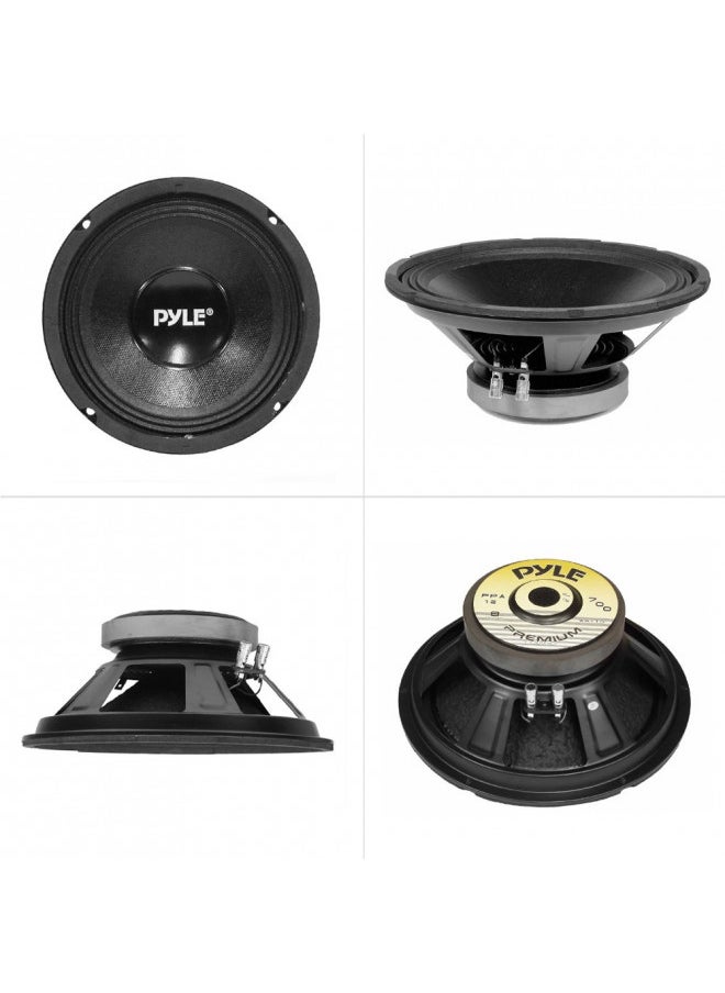 Pyle 12 Inch Car Midbass Woofer-700 Watt High Powered Car Audio Sound Component Speaker System w/High-Temperature Kapton Voice Coil,35Hz-4kHz Frequency,90 dB,8 Ohm,60 oz Magnet-PylePro PPA12 Black