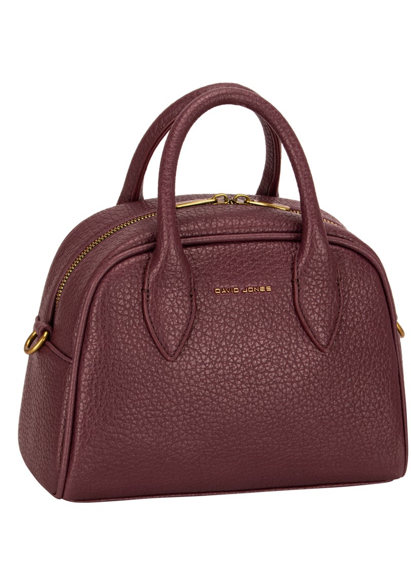 David Jones women's large handbag tote shopper bag pu genuine leather style multi pocket top handle bags Color BORDEAUX