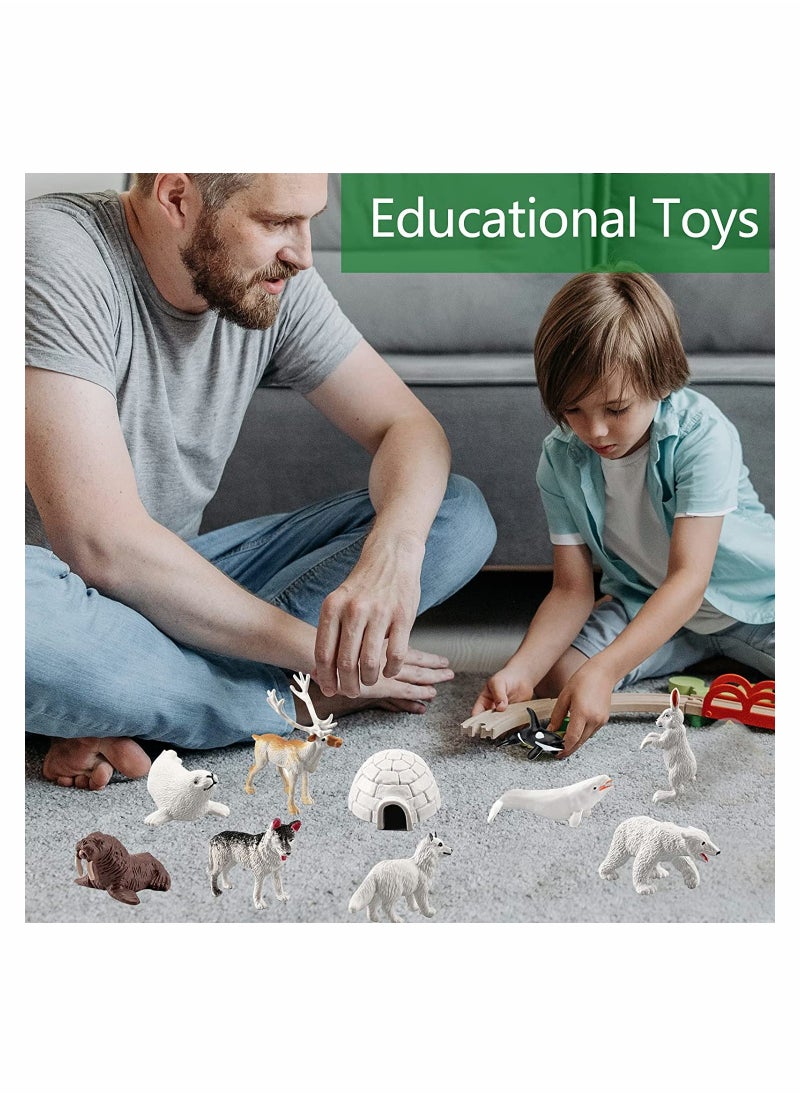 10Pcs Polar Animals Figurines, SYOSI Arctic Animal Toy Figurines Set, Realistic Animal Models, Arctic Circle Ocean Sea Animal Figurines Playset for Kids, Educational Toys