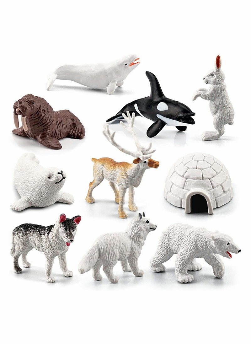 10Pcs Polar Animals Figurines, SYOSI Arctic Animal Toy Figurines Set, Realistic Animal Models, Arctic Circle Ocean Sea Animal Figurines Playset for Kids, Educational Toys