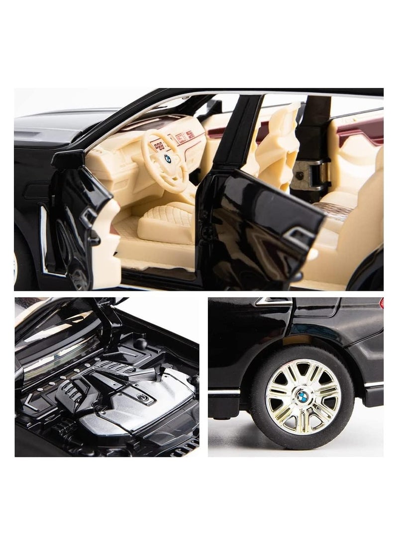 BMW X7 Diecast Car 1:32 Alloy Model - Simulation with Sound & Light, Pull Back Function | Black | Perfect Toy Gift