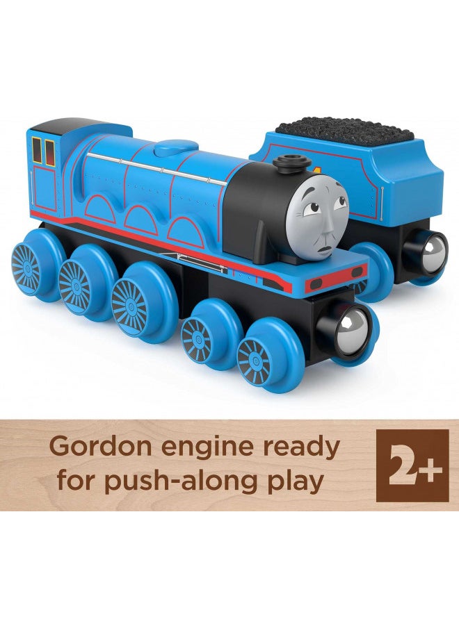 Thomas & Friends Wooden Railway Toy Train Gordon Push-Along Wood Engine & Coal Car For Toddlers & Preschool Kids Ages 2+ Years