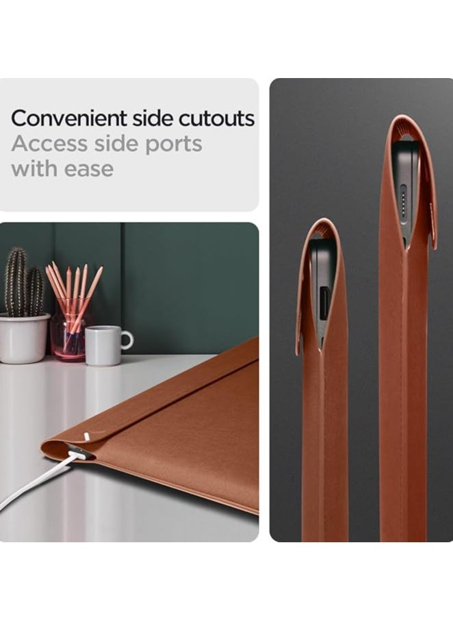 Laptop Sleeve S 15 15.6 16 inch, compatible with MacBook Pro, Built in Magnetic Flap with [Foldable Stand] Leather Laptop Case, Laptop Pouch Bag - Classic Brown