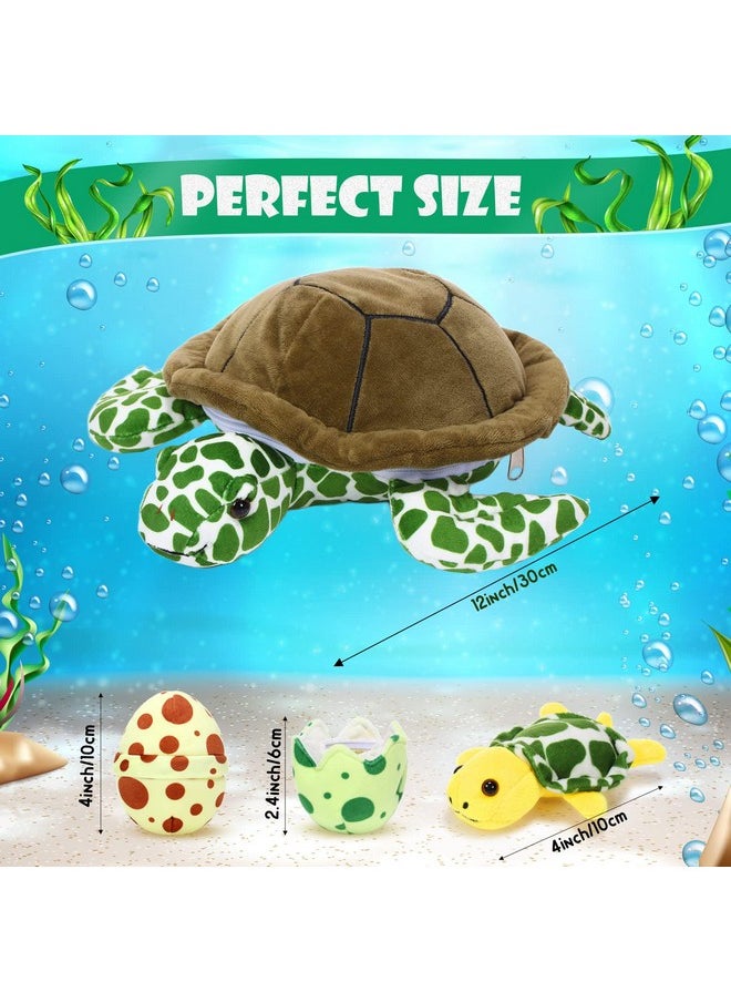 6 Pieces Turtle Stuffed Animal Set 12 Inch Stuffed Sea Turtle Mom With 3 Babies Plush Turtles And 2 Turtle Eggs Stuffed Turtle For Kids Birthday Halloween Christmas Thanksgiving Day(Modern)