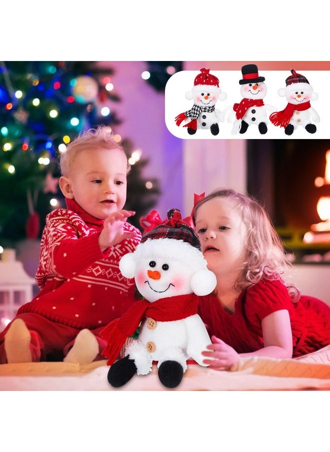 3 Pcs Christmas Plush Toy Doll Set Christmas Santa Stuffed Animal Toy Reindeer Cute Snowman Elk Claus Plush Gifts Xmas Party Favors Home Office Decor For Adults Boy Girl(Snowman)