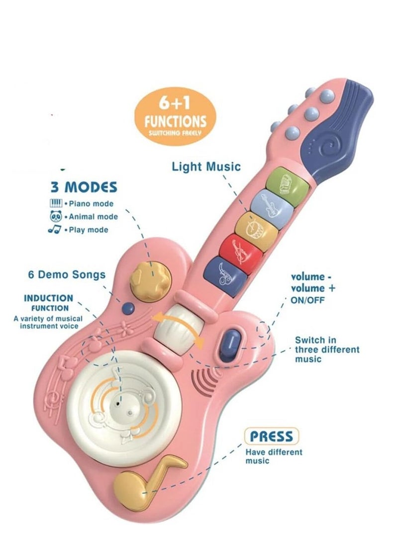 UKR Electronic Musical Toy – Pink Handheld Guitar for Kids 3+ | Battery-Powered ABS Electric Guitar for Creative Play & Early Learning