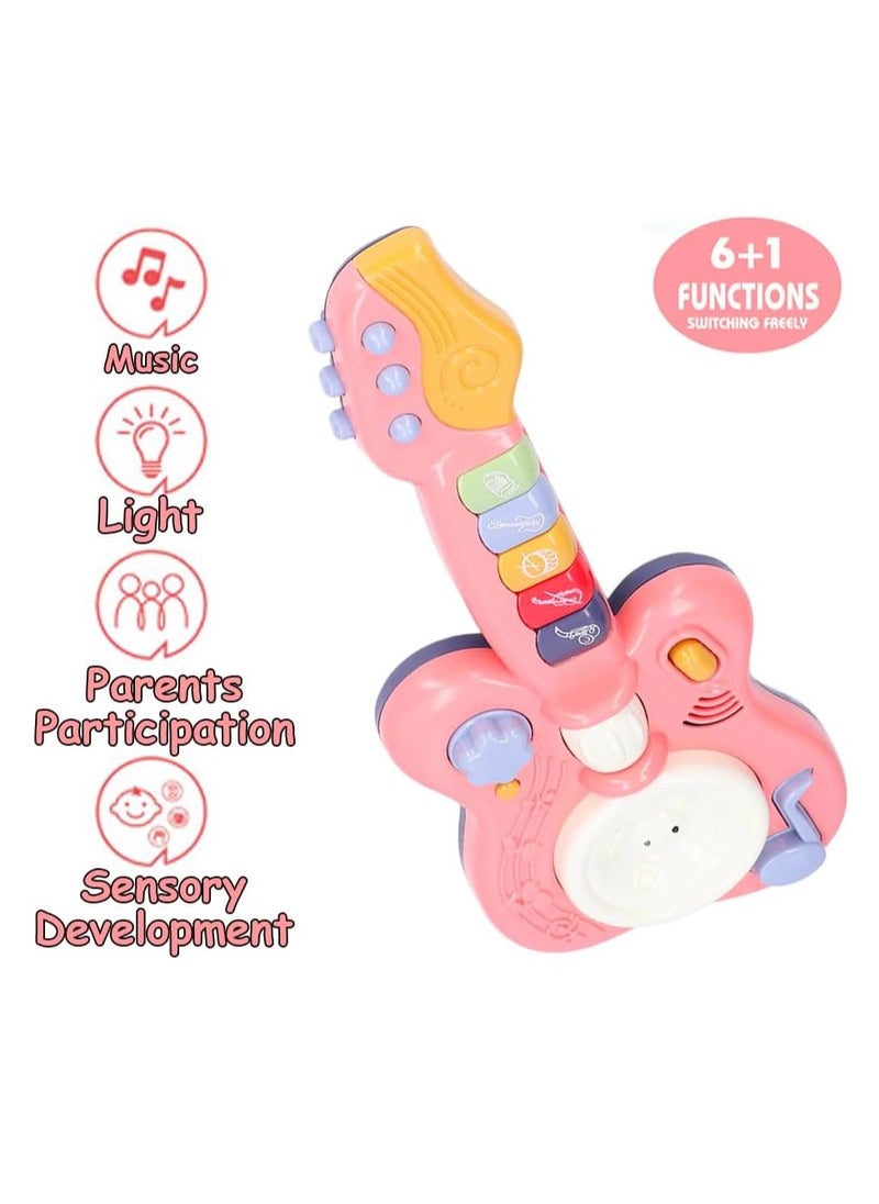 UKR Electronic Musical Toy – Pink Handheld Guitar for Kids 3+ | Battery-Powered ABS Electric Guitar for Creative Play & Early Learning