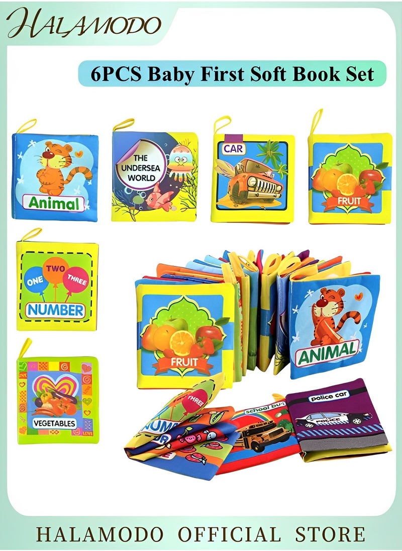 6PCS Baby First Soft Book Set Baby Bath Books Nontoxic Fabric Baby Cloth Books Early Education Toys Infants and Kids Perfect for Baby Shower