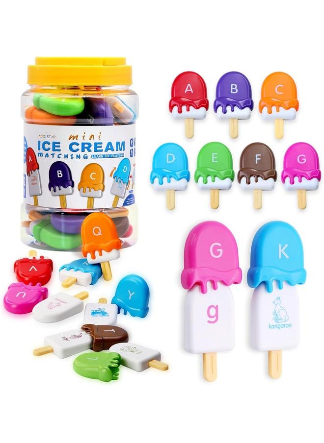 bluejw ABC Alphabet Learning Toys Letters Animal Matching Toy Ice Cream Alphabet Uppercase Lowercase Color Sorting Activity Educational Montessori Toys Back to School for Kids Ages 3+