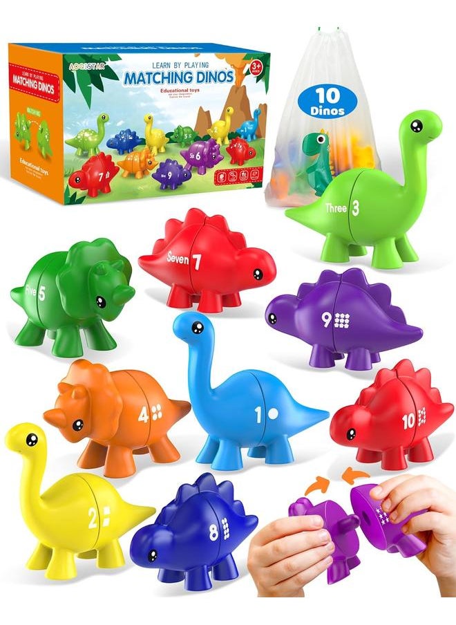 Dinosaur Number Learning Toys for Toddlers 2-4, Montessori Educational Toys Gifts for 2 3 4 Year Old Boys Girls, Double Sided Number Matching Game, Preschool Activities Fine Motor Toys for Kids 3-5