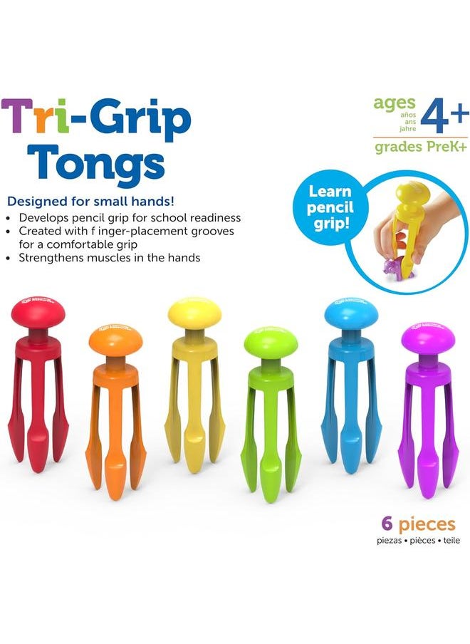 bluejw 3 Prong Tong, Pencil Grip Tongs, Sensory Bin, Fine Motor Toy, Set of 6, Ages 4+