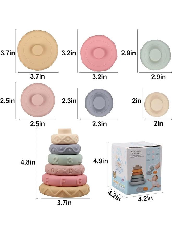 Stacking Rings Soft Toys for Babies 6 Months and up Old Girls Boys - Toddlers Sensory Educational Montessori Baby Blocks - Developmental Teething Learning Stacker - Baby Teething Toys