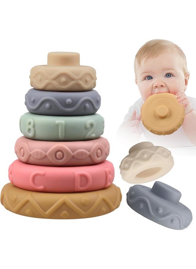 Stacking Rings Soft Toys for Babies 6 Months and up Old Girls Boys - Toddlers Sensory Educational Montessori Baby Blocks - Developmental Teething Learning Stacker - Baby Teething Toys