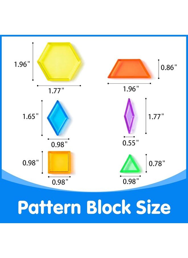 140 Pcs Translucent Pattern Blocks,Geometric Shapes,Translucent Toys,Light Table Accessories and Manipulatives,Includes 46 Activity Cards