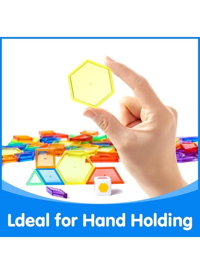 140 Pcs Translucent Pattern Blocks,Geometric Shapes,Translucent Toys,Light Table Accessories and Manipulatives,Includes 46 Activity Cards