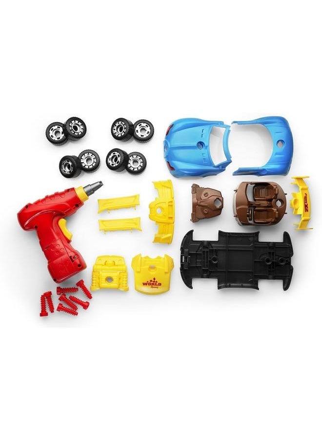 bluejw 30 Pcs Take Apart Racing Car Toddler Toys Set - Build Your Own Car with Drill, Engine Sounds & Lights - Toy Car Constructions Set Stem Building Learning Education Toys for Kids Ages 3+ Years