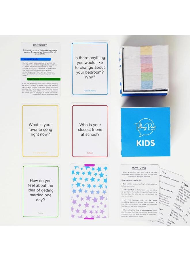 200 Kids Conversation Cards - Help Kids Put Down Tablets and Phones - Get Children to Enjoy Talking and Listening - Great for Car Rides and Family Dinners - A New Way for Kids to Express Themselves